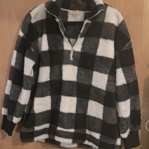 Loft buffalo plaid fleece pullover